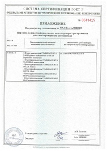 Приложение к сертификату соответствия